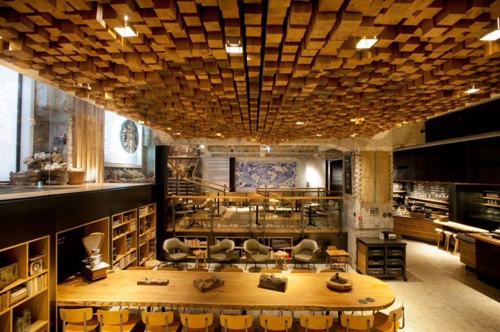 The Most Beautiful Starbucks Store - The Bank in Amsterdam | This concept store is located in the famous Rembrandt Square, was developed within a subterranean space, replacing a historic bank, and is characterized by a highly original design.